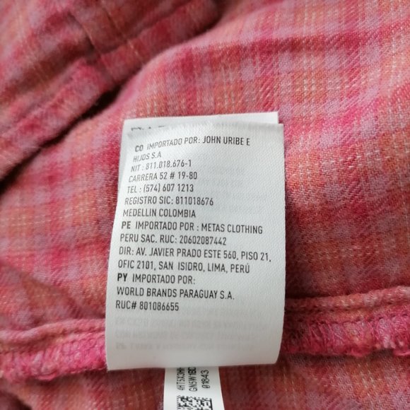 American Eagle Womens Pink Double Pocket High Low Plaid Button Up Shirt Size M - Picture 8 of 8